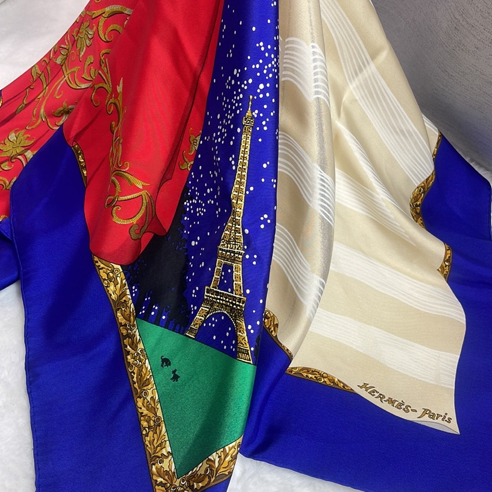 ‼️‼️‼️SOLD‼️‼️‼️Hermes scarf vintage souvenirs de Paris byHilton McConnico - Picture 16 of 16